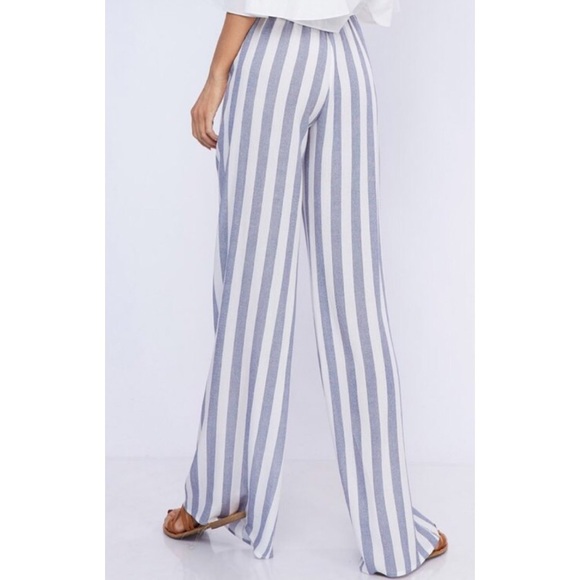 •LAST 1• Blue & White Striped Wide Leg Pants - Picture 7 of 8
